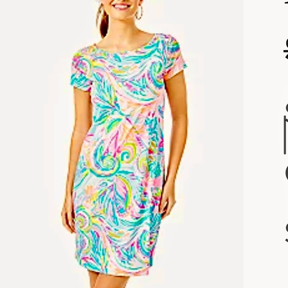 Lilly Pulitzer Marlowe Boatneck T-Shirt Dress in Multi Carnivale Coral